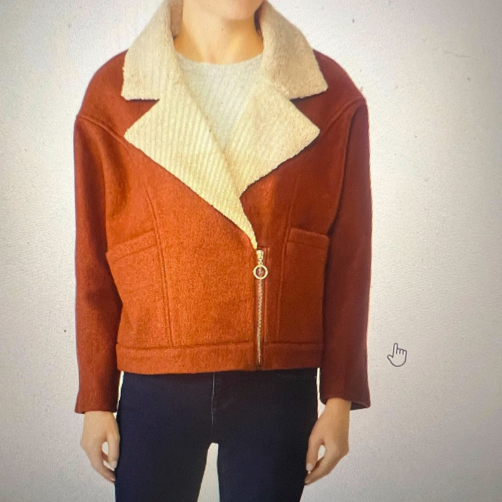 Moon River Rust Faux Shearling Moto Jacket
